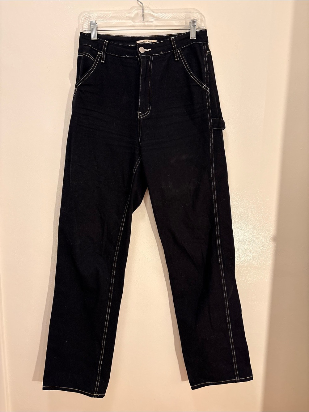 PacSun Women’s 90’s Boyfriend Carpenter Black Contrast-Stitch Jeans 27